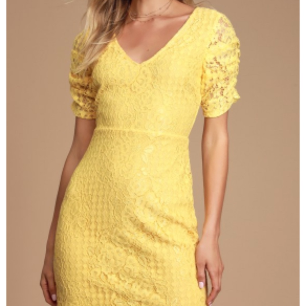 Lulus Yellow Lace Dress